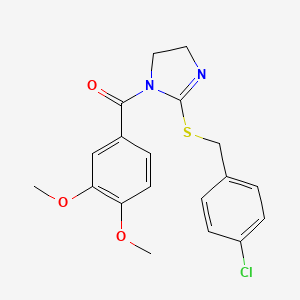 molecular formula C19H19ClN2O3S B2524102 [2-[(4-氯苯基)甲硫基]-4,5-二氢咪唑-1-基]-(3,4-二甲氧基苯基)甲酮 CAS No. 851801-61-1