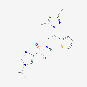 molecular formula C17H23N5O2S2 B2524103 N-(2-(3,5-dimethyl-1H-pyrazol-1-yl)-2-(thiophen-2-yl)ethyl)-1-isopropyl-1H-imidazole-4-sulfonamide CAS No. 2034564-55-9