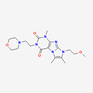 molecular formula C19H28N6O4 B2524115 8-(2-méthoxyéthyl)-1,6,7-triméthyl-3-(2-morpholinoéthyl)-1H-imidazo[2,1-f]purine-2,4(3H,8H)-dione CAS No. 896312-24-6