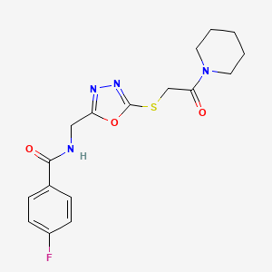 4-fluoro-N-[[5-(2-oxo-2-piperidin-1-ylethyl)sulfanyl-1,3,4-oxadiazol-2-yl]methyl]benzamide