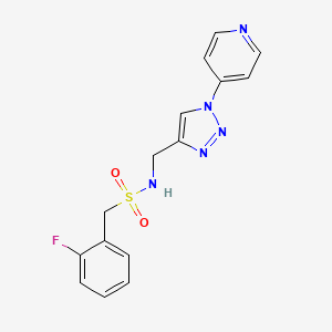 molecular formula C15H14FN5O2S B2524120 1-(2-fluorophenyl)-N-{[1-(pyridin-4-yl)-1H-1,2,3-triazol-4-yl]methyl}methanesulfonamide CAS No. 2097857-15-1