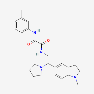 molecular formula C24H30N4O2 B2524123 N1-(2-(1-methylindolin-5-yl)-2-(pyrrolidin-1-yl)ethyl)-N2-(m-tolyl)oxalamide CAS No. 922117-15-5