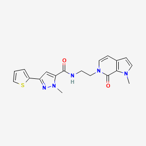 molecular formula C19H19N5O2S B2524126 1-甲基-N-(2-(1-甲基-7-氧代-1H-吡咯并[2,3-c]吡啶-6(7H)-基)乙基)-3-(噻吩-2-基)-1H-吡唑-5-甲酰胺 CAS No. 2034378-77-1