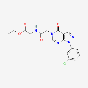 molecular formula C17H16ClN5O4 B2524136 Ethyl 2-[[2-[1-(3-chlorophenyl)-4-oxopyrazolo[3,4-d]pyrimidin-5-yl]acetyl]amino]acetate CAS No. 895017-25-1