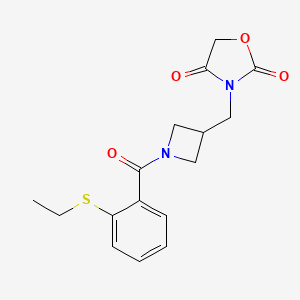 molecular formula C16H18N2O4S B2524148 3-((1-(2-(Ethylthio)benzoyl)azetidin-3-yl)methyl)oxazolidine-2,4-dione CAS No. 2034462-61-6