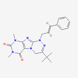 molecular formula C22H26N6O2 B2524161 3-(tert-ブチル)-1-シンナミル-7,9-ジメチル-7,9-ジヒドロ-[1,2,4]トリアジノ[3,4-f]プリン-6,8(1H,4H)-ジオン CAS No. 898448-77-6