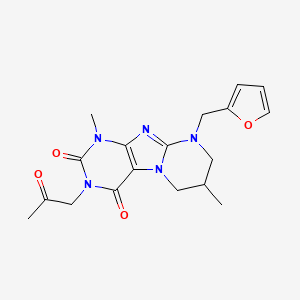 molecular formula C18H21N5O4 B2524164 9-(2-furylmethyl)-1,7-dimethyl-3-(2-oxopropyl)-6,7,8,9-tetrahydropyrimido[2,1-f]purine-2,4(1H,3H)-dione CAS No. 927619-58-7