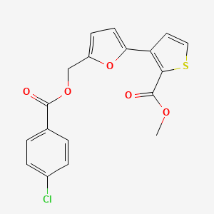 molecular formula C18H13ClO5S B2524181 Methyl 3-(5-{[(4-chlorobenzoyl)oxy]methyl}-2-furyl)-2-thiophenecarboxylate CAS No. 320417-79-6