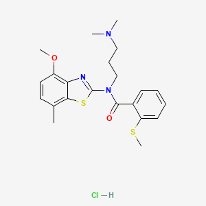 molecular formula C22H28ClN3O2S2 B2524183 N-(3-(dimethylamino)propyl)-N-(4-methoxy-7-methylbenzo[d]thiazol-2-yl)-2-(methylthio)benzamide hydrochloride CAS No. 1216711-03-3