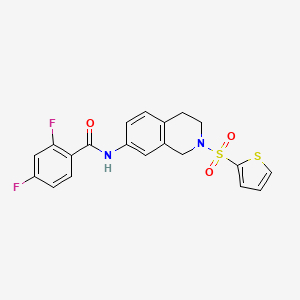 molecular formula C20H16F2N2O3S2 B2524186 2,4-difluoro-N-(2-(thiophen-2-ylsulfonyl)-1,2,3,4-tetrahydroisoquinolin-7-yl)benzamide CAS No. 954682-35-0