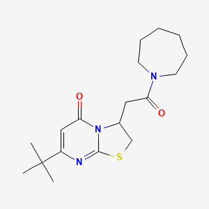 molecular formula C18H27N3O2S B2524188 3-(2-(azepan-1-yl)-2-oxoethyl)-7-(tert-butyl)-2H-thiazolo[3,2-a]pyrimidin-5(3H)-one CAS No. 953212-69-6