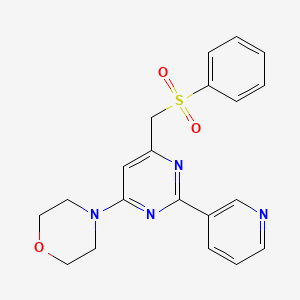 molecular formula C20H20N4O3S B2524199 (6-Morpholino-2-(3-pyridinyl)-4-pyrimidinyl)methyl phenyl sulfone CAS No. 477867-18-8