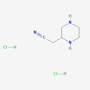 molecular formula C6H13Cl2N3 B2524206 2-(Piperazin-2-yl)acetonitrile dihydrochloride CAS No. 142054-62-4