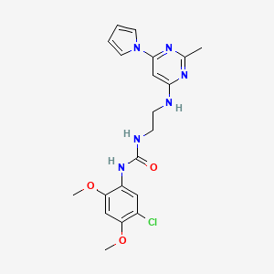 1-(5-chloro-2,4-dimethoxyphenyl)-3-(2-((2-methyl-6-(1H-pyrrol-1-yl)pyrimidin-4-yl)amino)ethyl)urea