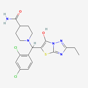 molecular formula C19H21Cl2N5O2S B2524225 1-((2,4-二氯苯基)(2-乙基-6-羟基噻唑并[3,2-b][1,2,4]三唑-5-基)甲基)哌啶-4-甲酰胺 CAS No. 898345-62-5