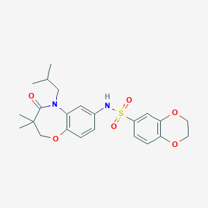 molecular formula C23H28N2O6S B2524227 N-(5-isobutyl-3,3-dimethyl-4-oxo-2,3,4,5-tetrahydrobenzo[b][1,4]oxazepin-7-yl)-2,3-dihydrobenzo[b][1,4]dioxine-6-sulfonamide CAS No. 922003-96-1