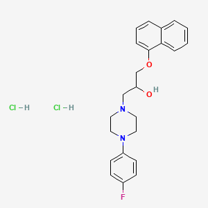 molecular formula C23H27Cl2FN2O2 B2524228 1-(4-(4-Fluorophenyl)piperazin-1-yl)-3-(naphthalen-1-yloxy)propan-2-ol dihydrochloride CAS No. 1331230-15-9