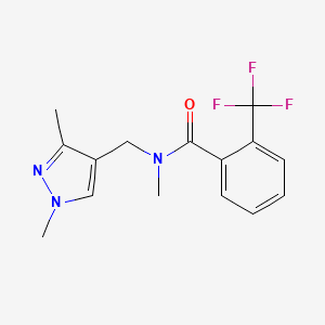 molecular formula C15H16F3N3O B2524232 N-((1,3-dimethyl-1H-pyrazol-4-yl)methyl)-N-methyl-2-(trifluoromethyl)benzamide CAS No. 1170947-96-2