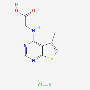 molecular formula C10H12ClN3O2S B2524241 (5,6-Dimethyl-thieno[2,3-d]pyrimidin-4-ylamino)-essigsäurehydrochlorid CAS No. 1052405-52-3