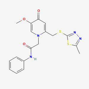 molecular formula C18H18N4O3S2 B2524255 2-(5-甲氧基-2-(((5-甲基-1,3,4-噻二唑-2-基)硫代)甲基)-4-氧代吡啶-1(4H)-基)-N-苯乙酰胺 CAS No. 946227-85-6