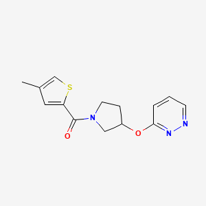 molecular formula C14H15N3O2S B2524257 (4-Methylthiophen-2-yl)(3-(pyridazin-3-yloxy)pyrrolidin-1-yl)methanone CAS No. 2034562-93-9