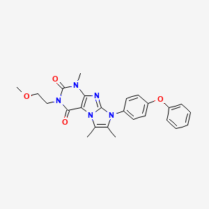 molecular formula C25H25N5O4 B2524265 3-(2-methoxyethyl)-1,6,7-trimethyl-8-(4-phenoxyphenyl)-1H-imidazo[2,1-f]purine-2,4(3H,8H)-dione CAS No. 887460-19-7