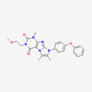 molecular formula C25H25N5O4 B2524265 3-(2-甲氧基乙基)-1,6,7-三甲基-8-(4-苯氧基苯基)-1H-咪唑并[2,1-f]嘌呤-2,4(3H,8H)-二酮 CAS No. 887460-19-7