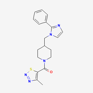 molecular formula C19H21N5OS B2524280 (4-甲基-1,2,3-噻二唑-5-基)(4-((2-苯基-1H-咪唑-1-基)甲基)哌啶-1-基)甲酮 CAS No. 1351597-88-0