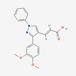 molecular formula C20H18N2O4 B2524281 3-(3-(3,4-Dimethoxyphenyl)-1-phenyl-1H-pyrazol-4-yl)acrylic acid CAS No. 381214-65-9