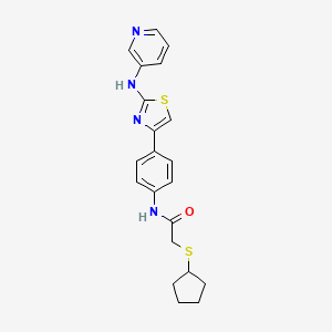 molecular formula C21H22N4OS2 B2524283 2-(cyclopentylthio)-N-(4-(2-(pyridin-3-ylamino)thiazol-4-yl)phenyl)acetamide CAS No. 1797160-65-6