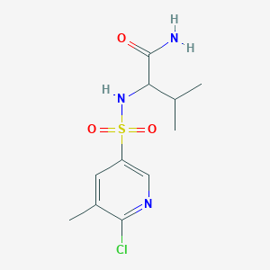 molecular formula C11H16ClN3O3S B2524298 2-(6-Chloro-5-methylpyridine-3-sulfonamido)-3-methylbutanamide CAS No. 1385143-64-5