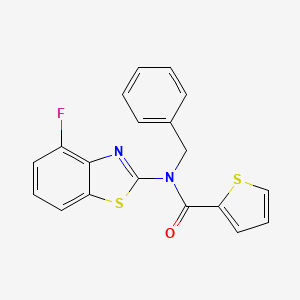 molecular formula C19H13FN2OS2 B2524303 N-benzyl-N-(4-fluorobenzo[d]thiazol-2-yl)thiophene-2-carboxamide CAS No. 942002-63-3
