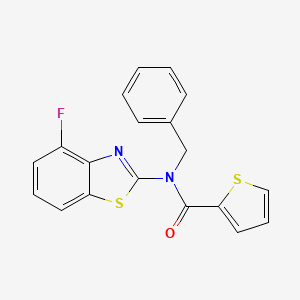 molecular formula C19H13FN2OS2 B2524303 N-ベンジル-N-(4-フルオロ-1,3-ベンゾチアゾール-2-イル)チオフェン-2-カルボキサミド CAS No. 942002-63-3