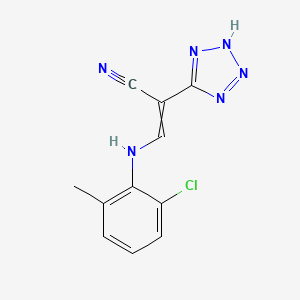 molecular formula C11H9ClN6 B2524304 (E)-3-(2-chloro-6-methylanilino)-2-(1H-1,2,3,4-tetraazol-5-yl)-2-propenenitrile CAS No. 946387-02-6