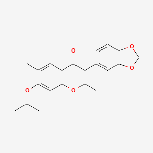 molecular formula C23H24O5 B2524306 3-(benzo[d][1,3]dioxol-5-yl)-2,6-diethyl-7-isopropoxy-4H-chromen-4-one CAS No. 159647-65-1