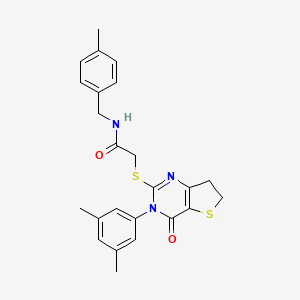 molecular formula C24H25N3O2S2 B2524311 2-((3-(3,5-dimethylphenyl)-4-oxo-3,4,6,7-tetrahydrothieno[3,2-d]pyrimidin-2-yl)thio)-N-(4-methylbenzyl)acetamide CAS No. 877653-94-6