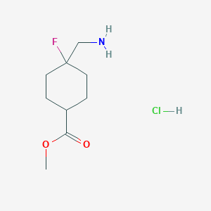 molecular formula C9H17ClFNO2 B2524314 4-(氨基甲基)-4-氟环己烷-1-羧酸甲酯；盐酸盐 CAS No. 2375271-30-8