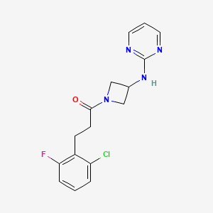 molecular formula C16H16ClFN4O B2524316 3-(2-Chloro-6-fluorophenyl)-1-(3-(pyrimidin-2-ylamino)azetidin-1-yl)propan-1-one CAS No. 2034420-40-9