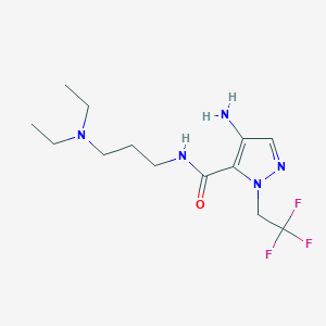 molecular formula C13H22F3N5O B2524319 4-Amino-N-[3-(diethylamino)propyl]-1-(2,2,2-trifluoroethyl)-1H-pyrazole-5-carboxamide CAS No. 2101199-29-3