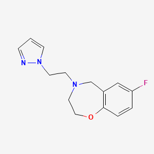 molecular formula C14H16FN3O B2524324 4-(2-(1H-pyrazol-1-yl)ethyl)-7-fluoro-2,3,4,5-tetrahydrobenzo[f][1,4]oxazepine CAS No. 2034377-98-3