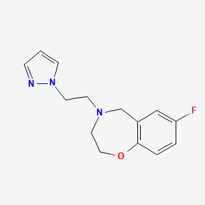 molecular formula C14H16FN3O B2524324 4-(2-(1H-pyrazol-1-yl)éthyl)-7-fluoro-2,3,4,5-tétrahydrobenzo[f][1,4]oxazépine CAS No. 2034377-98-3