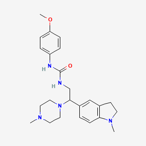 molecular formula C24H33N5O2 B2524325 1-(4-Methoxyphenyl)-3-(2-(1-methylindolin-5-yl)-2-(4-methylpiperazin-1-yl)ethyl)urea CAS No. 1172965-59-1