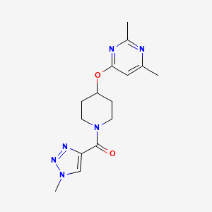 molecular formula C15H20N6O2 B2524339 (4-((2,6-dimethylpyrimidin-4-yl)oxy)piperidin-1-yl)(1-methyl-1H-1,2,3-triazol-4-yl)methanone CAS No. 2034497-75-9