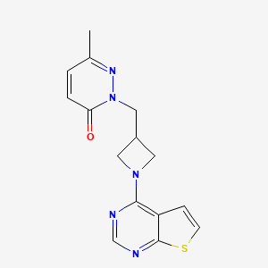 molecular formula C15H15N5OS B2524344 6-Methyl-2-[(1-{thieno[2,3-d]pyrimidin-4-yl}azetidin-3-yl)methyl]-2,3-dihydropyridazin-3-one CAS No. 2198150-33-1