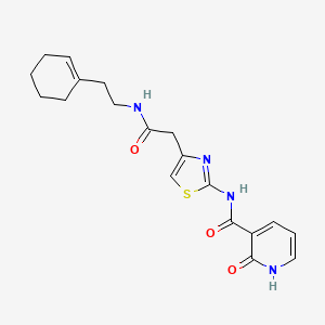 molecular formula C19H22N4O3S B2524348 N-(4-(2-((2-(cyclohex-1-en-1-yl)ethyl)amino)-2-oxoethyl)thiazol-2-yl)-2-oxo-1,2-dihydropyridine-3-carboxamide CAS No. 946335-95-1