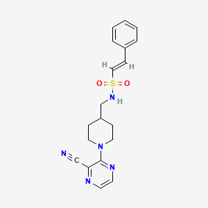 molecular formula C19H21N5O2S B2524368 (E)-N-((1-(3-氰基吡嗪-2-基)哌啶-4-基)甲基)-2-苯乙烯磺酰胺 CAS No. 1798418-79-7