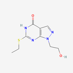 molecular formula C9H12N4O2S B2524370 6-(ethylsulfanyl)-1-(2-hydroxyethyl)-1H,4H,5H-pyrazolo[3,4-d]pyrimidin-4-one CAS No. 946205-72-7