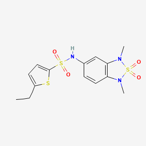 molecular formula C14H17N3O4S3 B2524376 N-(1,3-dimethyl-2,2-dioxido-1,3-dihydrobenzo[c][1,2,5]thiadiazol-5-yl)-5-ethylthiophene-2-sulfonamide CAS No. 2034241-96-6