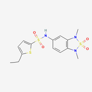 molecular formula C14H17N3O4S3 B2524376 N-(1,3-Dimethyl-2,2-dioxido-1,3-dihydrobenzo[c][1,2,5]thiadiazol-5-yl)-5-ethylthiophen-2-sulfonamid CAS No. 2034241-96-6