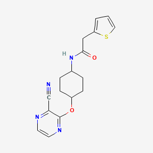molecular formula C17H18N4O2S B2524392 N-((1r,4r)-4-((3-cyanopyrazin-2-yl)oxy)cyclohexyl)-2-(thiophen-2-yl)acetamide CAS No. 2034203-74-0